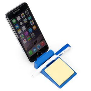 Bloco de anotações com suporte de celular e caneta
