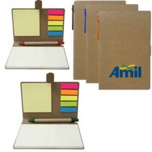 Bloco de anotações ecológico com caneta e post - it  tamanho: 10x15