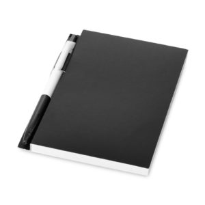 Caderno com caneta esferográfica