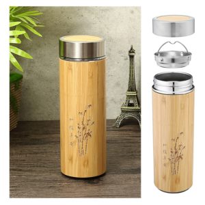Garrafa térmica tea bamboo com infusor para chá 430 ml